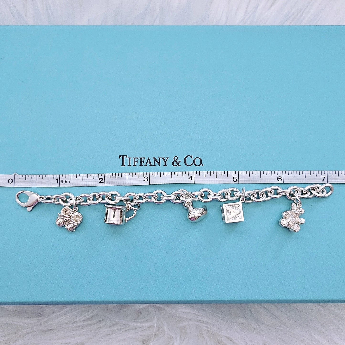 RARE Vintage Tiffany & Co. Baby Theme Dangle Charm Sterling Silver Bracelet