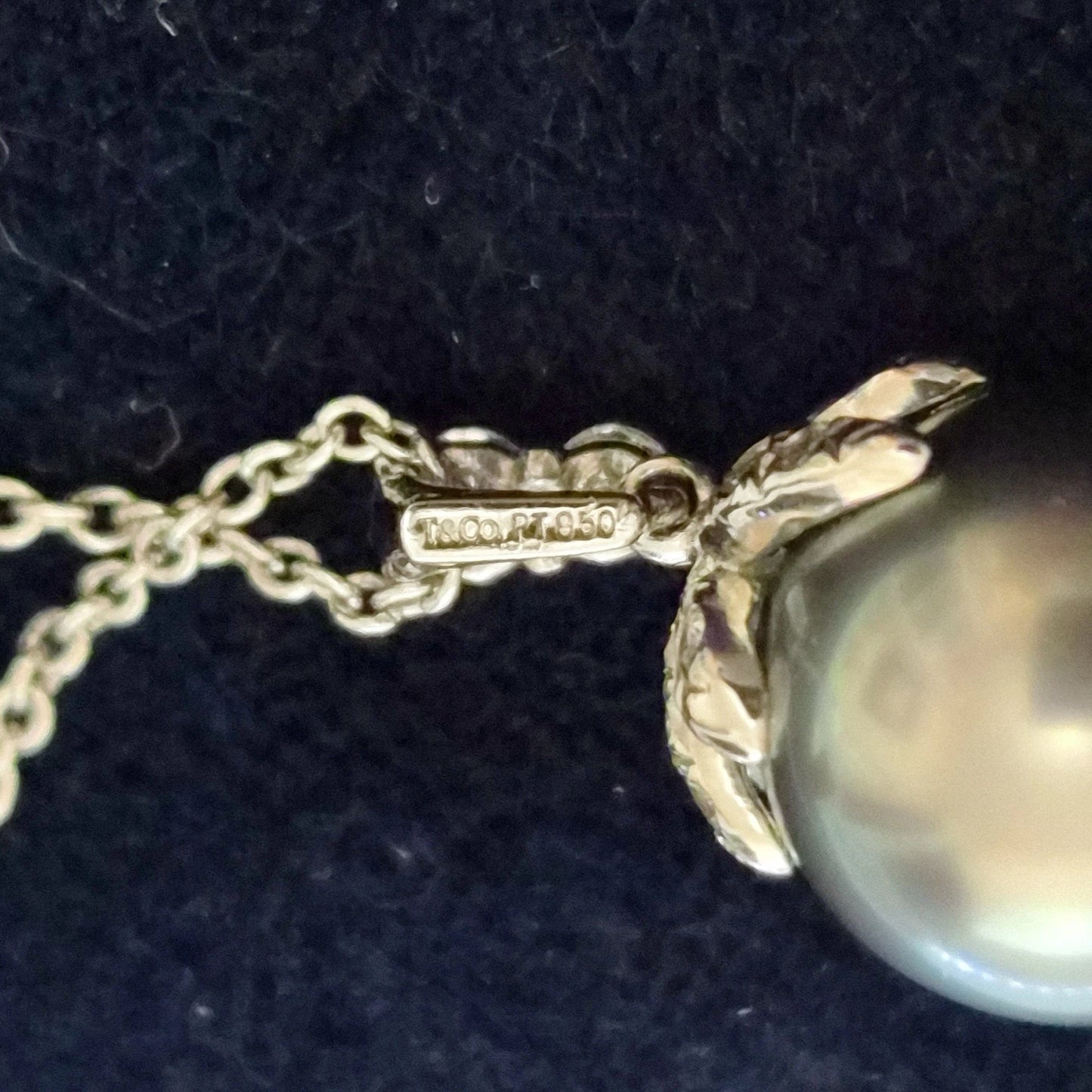 RARE Vintage Tiffany & Co. "Fireworks" Diamond Tahitian Pearl Platinum Necklace