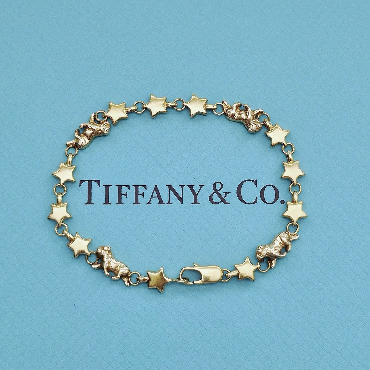 Vintage Tiffany & Co. Chain of Star Bulldog Puffed Link 18k Gold