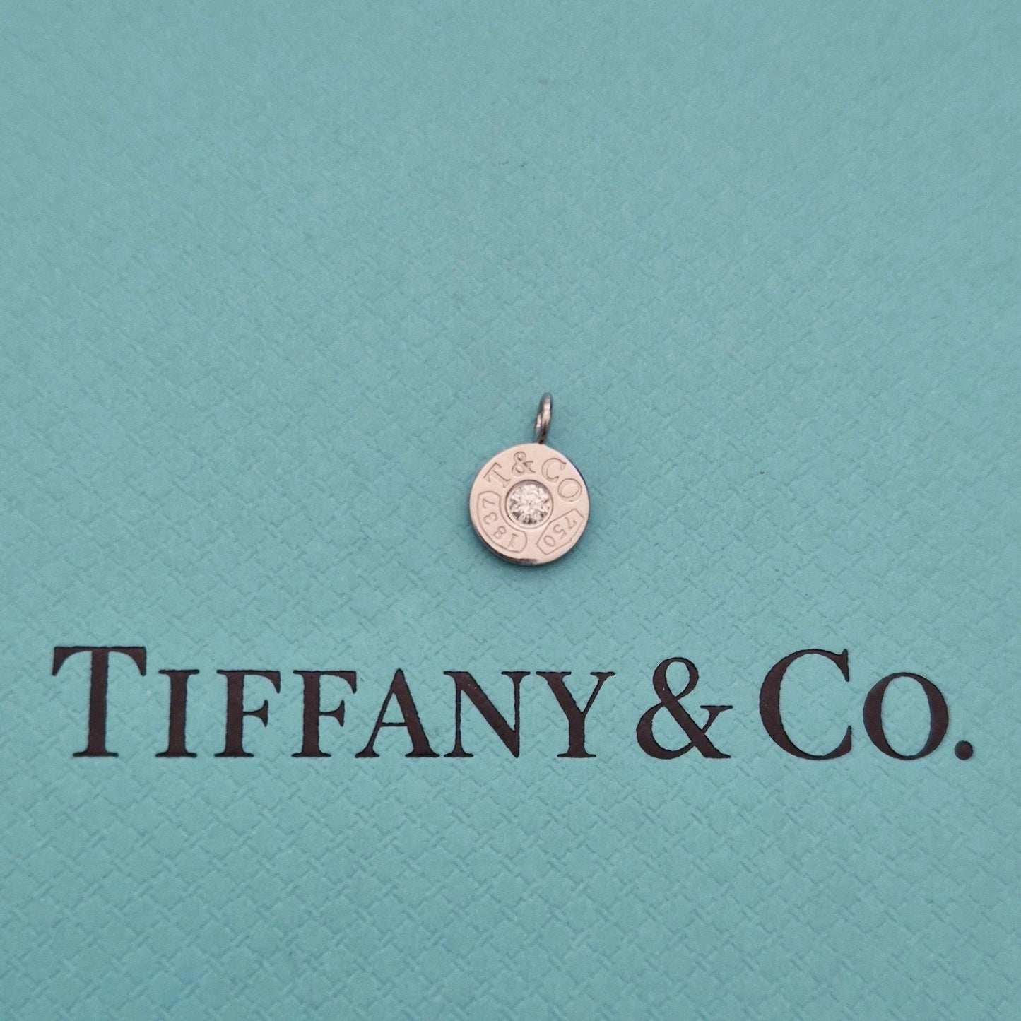 RARE Tiffany & Co. 1837 Circle Mini Pendant with 0.07 CT Diamond Center