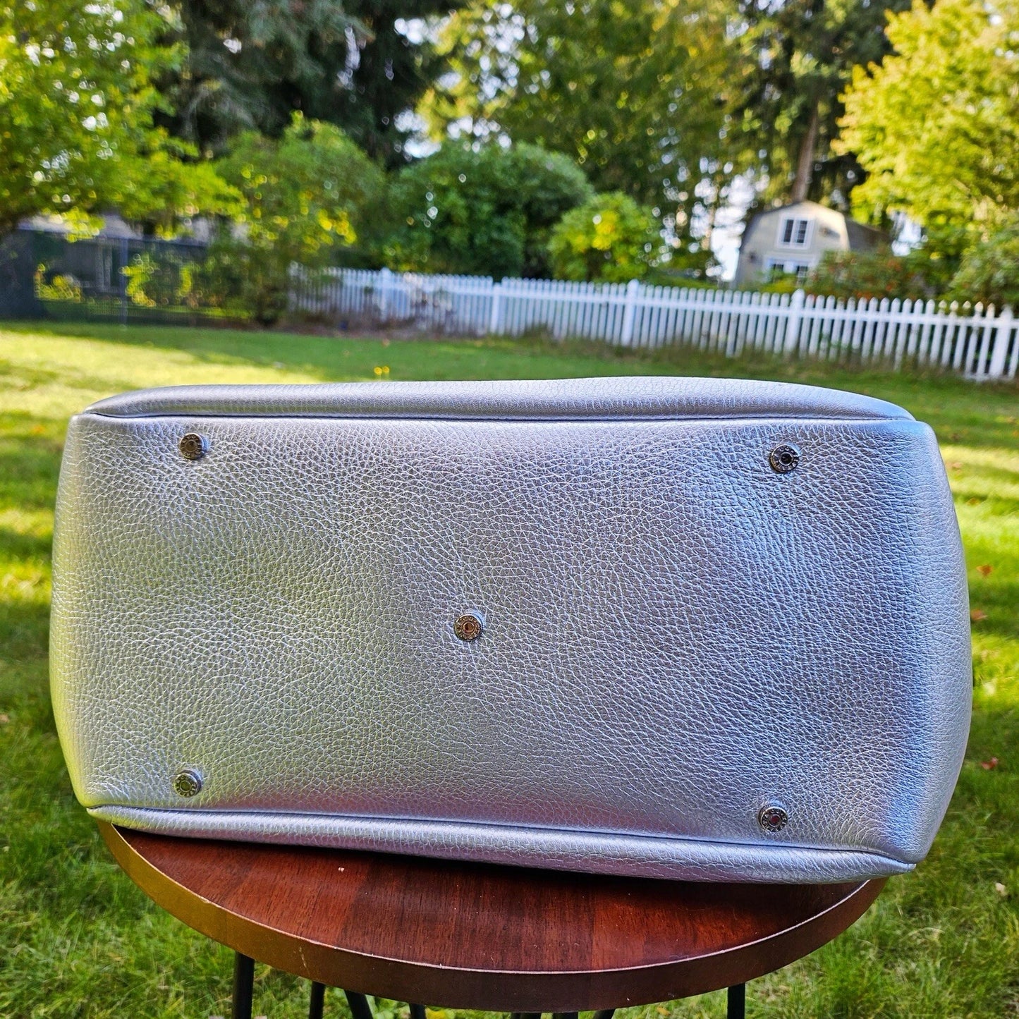 RARE Retired Tiffany & Co. Riley Pebbled Metallic Silver Leather Large Tote Bag