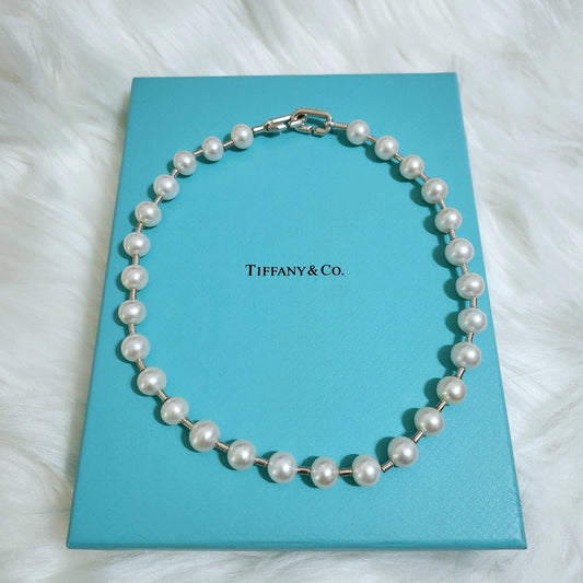 Tiffany & Co. Tiffany HardWear Freshwater Pearl Silver Necklace 16"