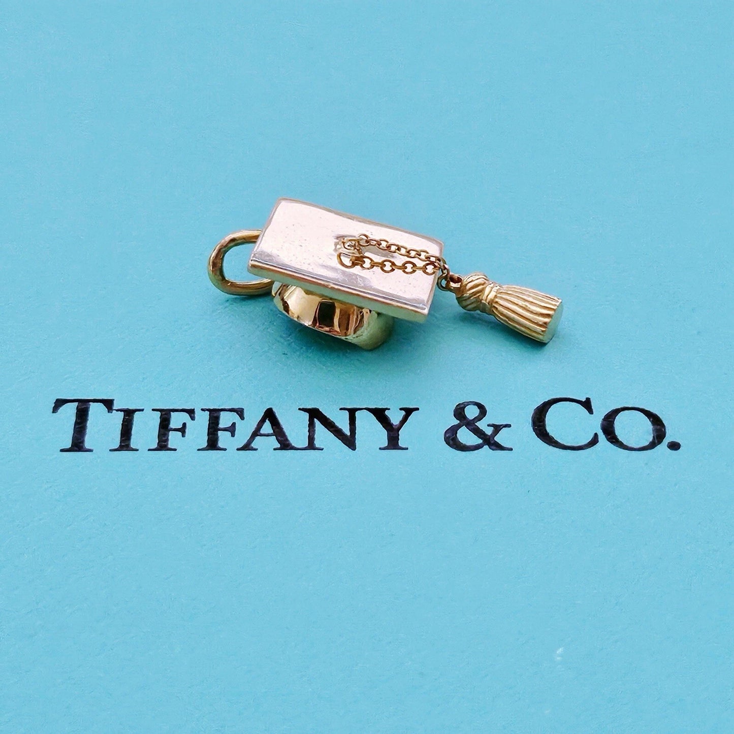 RARE Tiffany & Co. Graduation Cap With Tassel 18k Yellow Gold Charm Pendant