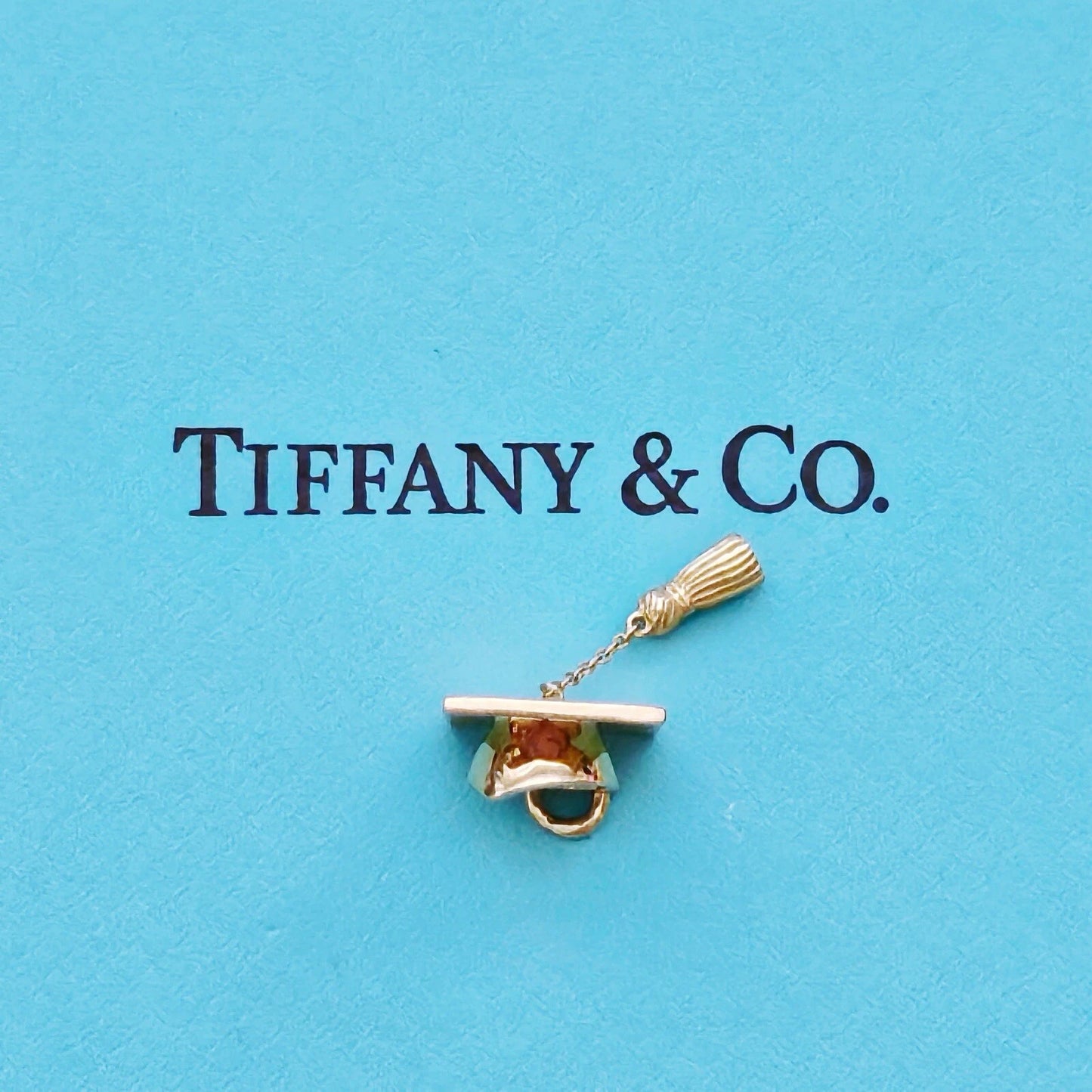 RARE Tiffany & Co. Graduation Cap With Tassel 18k Yellow Gold Charm Pendant