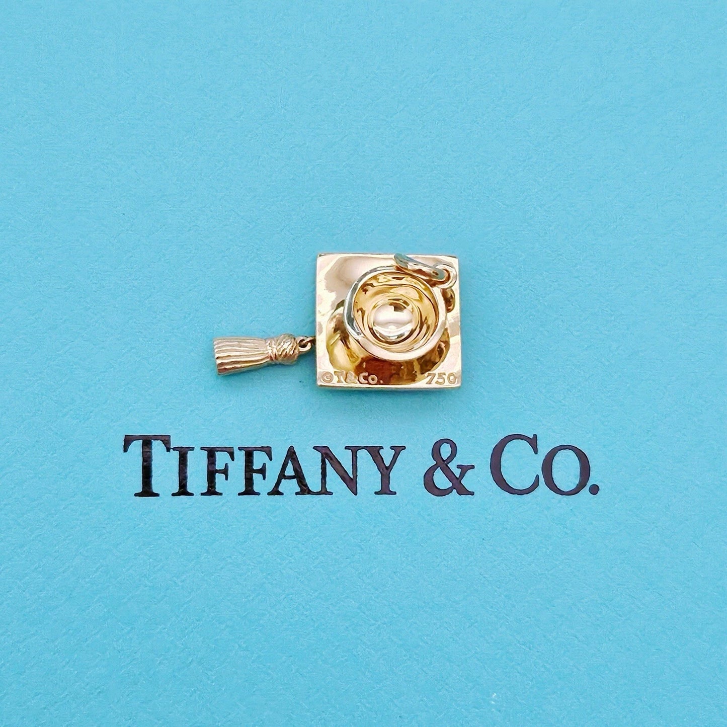 RARE Tiffany & Co. Graduation Cap With Tassel 18k Yellow Gold Charm Pendant