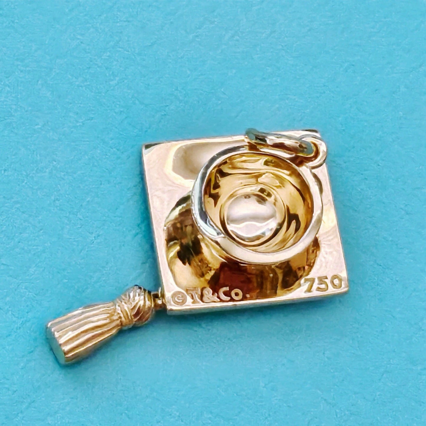 RARE Tiffany & Co. Graduation Cap With Tassel 18k Yellow Gold Charm Pendant