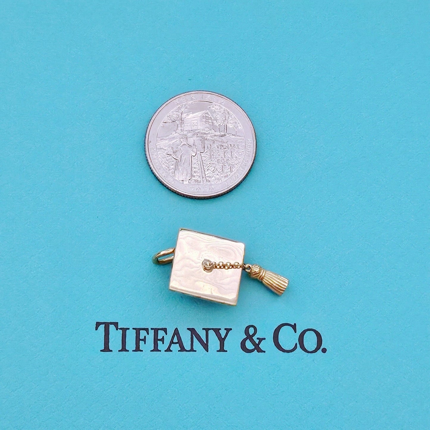 RARE Tiffany & Co. Graduation Cap With Tassel 18k Yellow Gold Charm Pendant