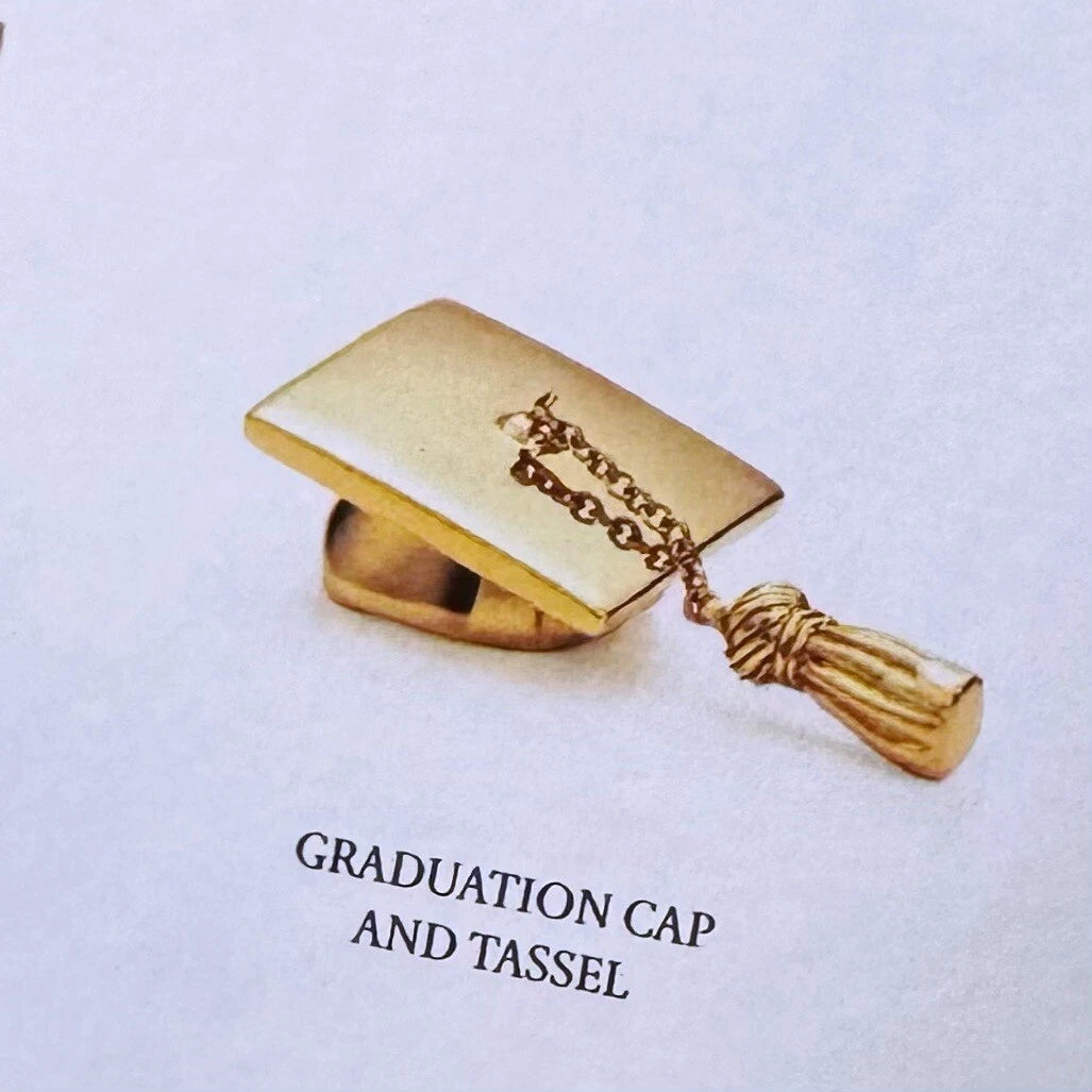 RARE Tiffany & Co. Graduation Cap With Tassel 18k Yellow Gold Charm Pendant