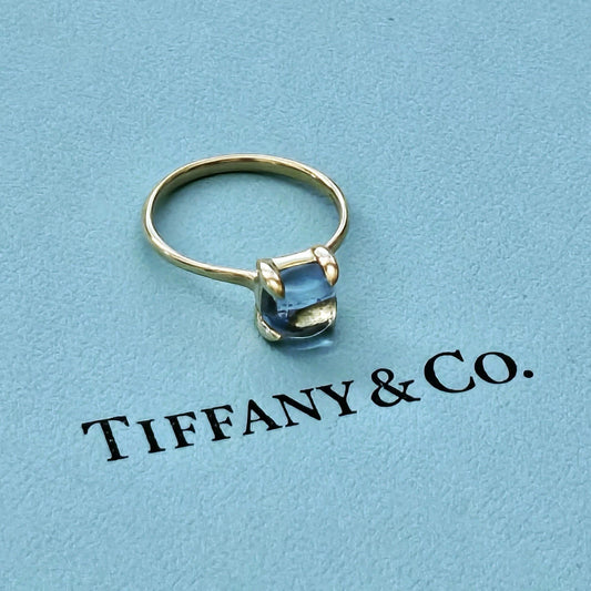 Tiffany & Co. Sugar Stack 18K Yellow Gold Paloma Picasso Blue Topaz Ring