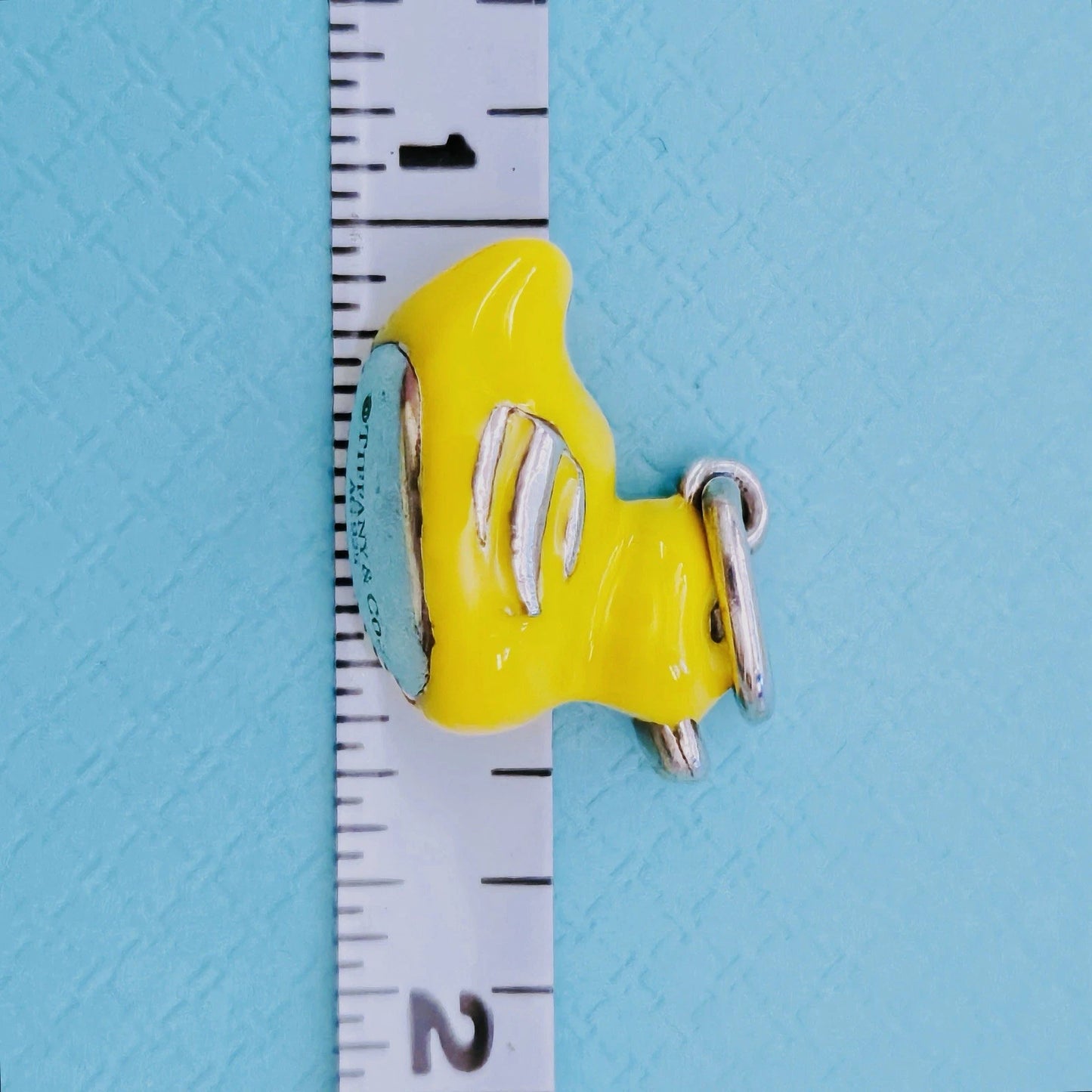 RARE Tiffany & Co. Yellow Enamel Rubber Duck Sterling Silver Charm Pendant