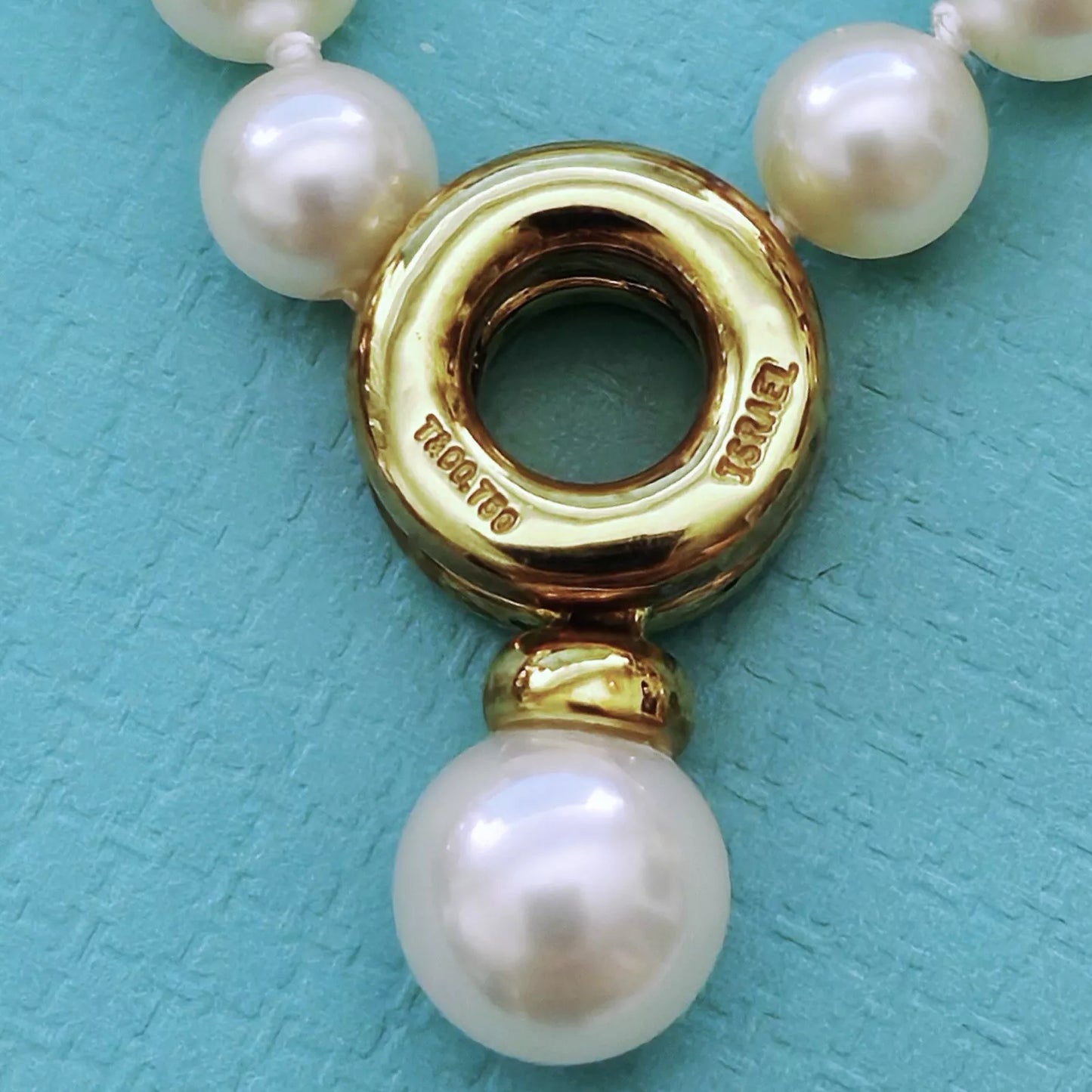 RARE Vintage Tiffany & Co. 18k Diamond Akoya Pearl Door Knocker Drop Necklace