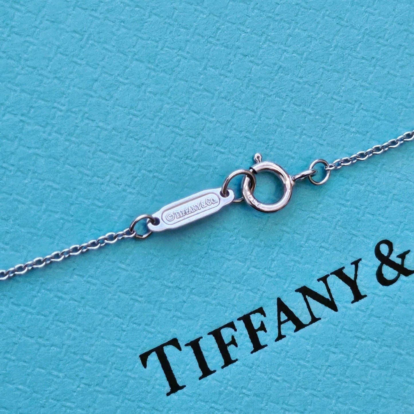 $4,000 Tiffany & Co. 18k WG 1.59ctw Aquamarine & Diamond Lariat Pendant Necklace