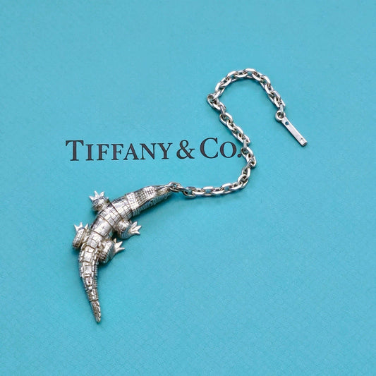 ULTRA RARE Vintage Tiffany & Co. Alligator Crocodile Silver Charm Key Chain