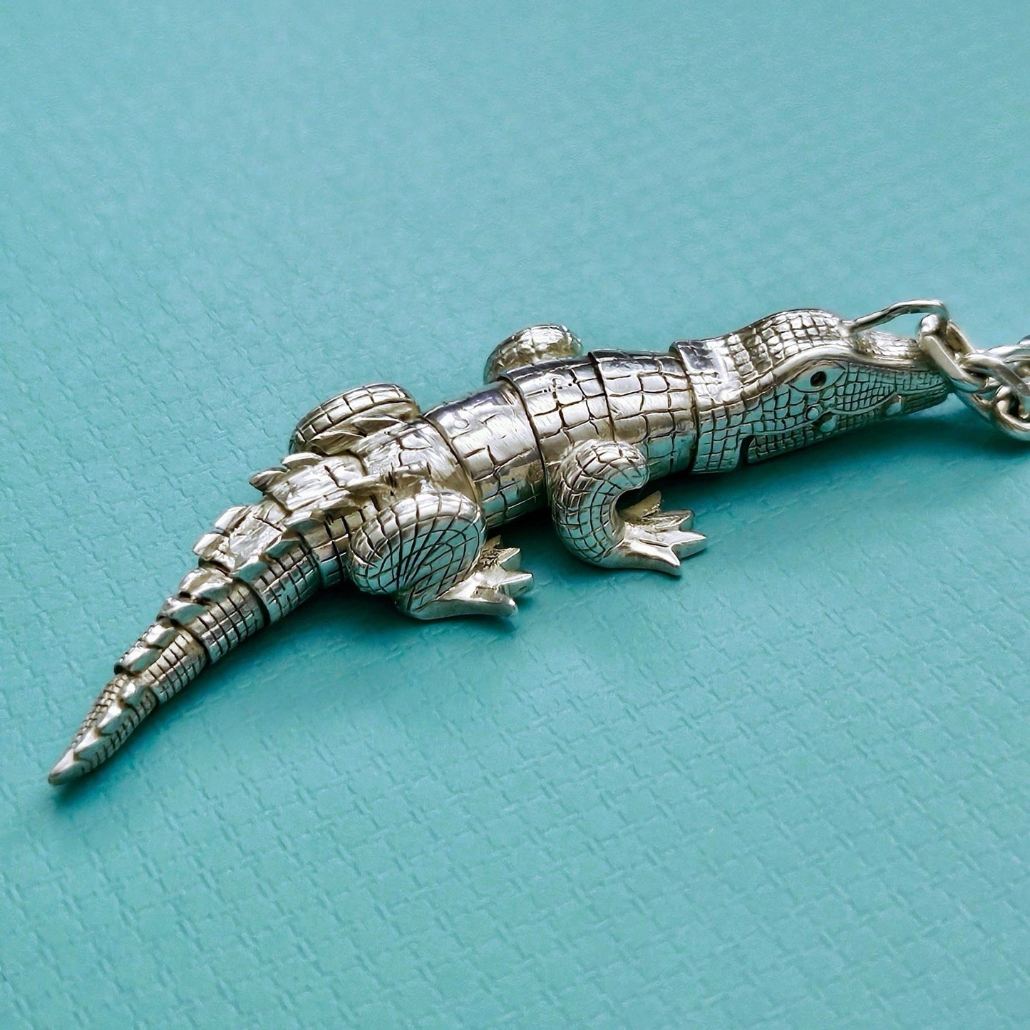 ULTRA RARE Vintage Tiffany & Co. Alligator Crocodile Silver Charm Key Chain
