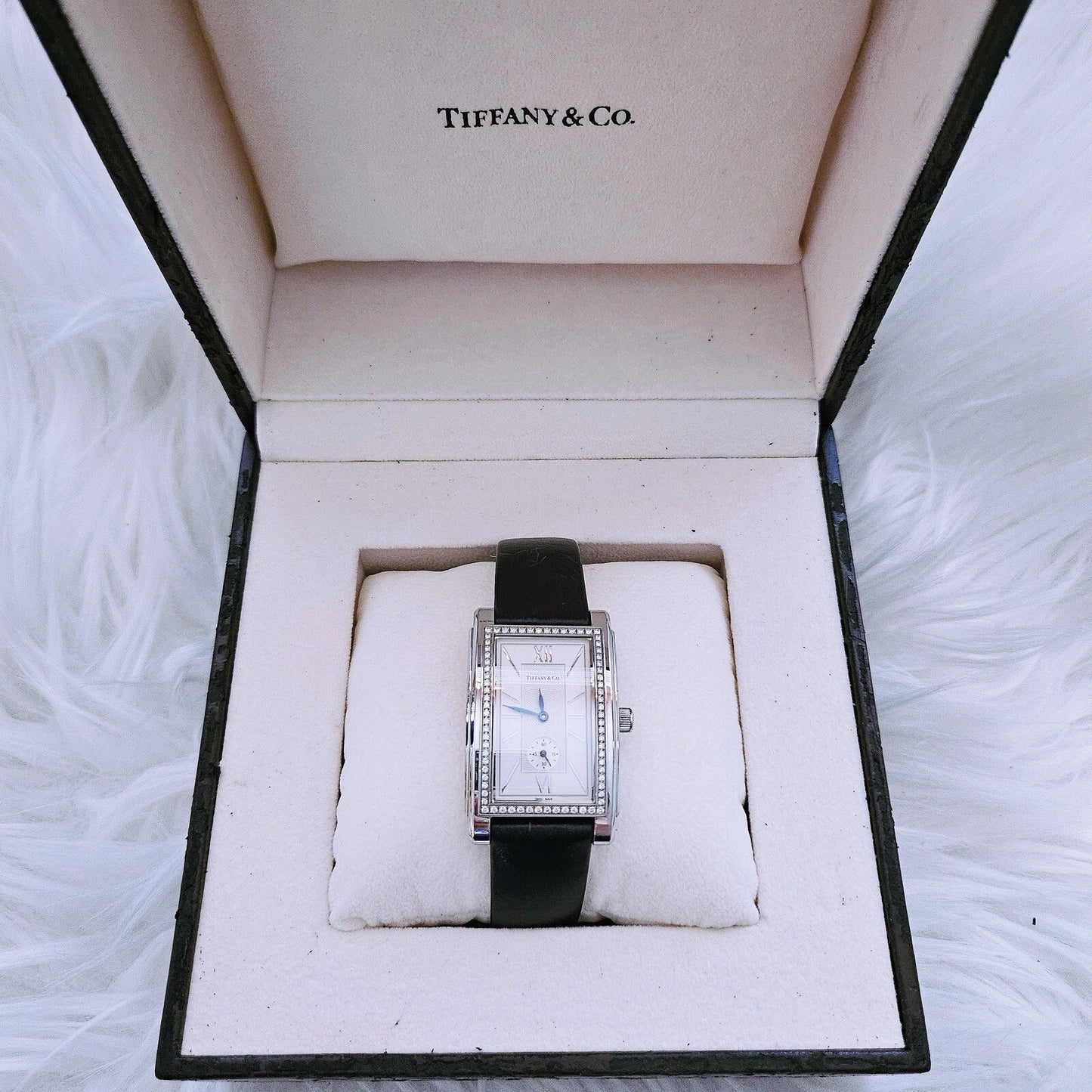 Tiffany & Co. Grand Diamond Rectangular Dial Quartz Movement Men Women Watch
