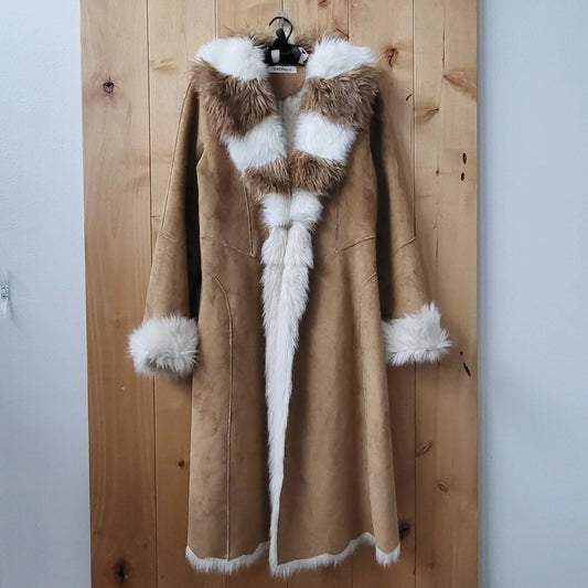 Vintage BALMAIN Paris Faux Suede Fur Beige Coat 38 FR Women $4000++