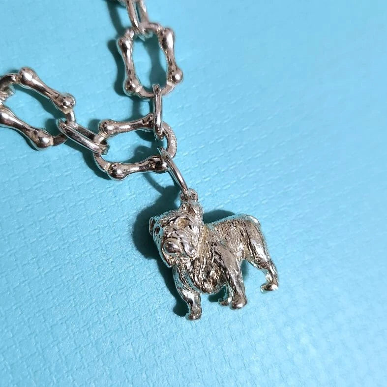 RARE Vintage Tiffany & Co. Multi Breed Dog Charm Bone Link Silver Bracelet