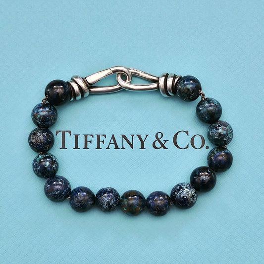 RARE Vintage Tiffany & Co. Paloma Picasso Chrysocolla Silver Knot Bead Bracelet
