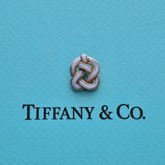 RARE Tiffany & Co. Vintage 18k Yellow Gold Sculpture Knot Moon Stone Pendant