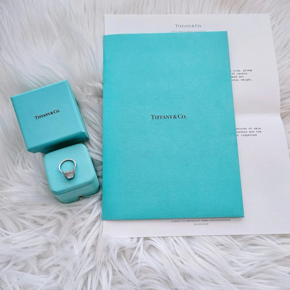 $39,000 Tiffany & Co Soleste Cushion Double Halo Diamond Engagement Ring 1.63 D VS1