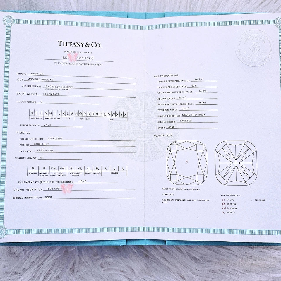 $39,000 Tiffany & Co Soleste Cushion Double Halo Diamond Engagement Ring 1.63 D VS1