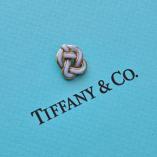RARE Tiffany & Co. Vintage 18k Yellow Gold Sculpture Knot Moon Stone Pendant