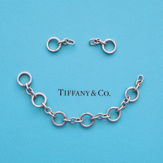 ULTRA RARE Tiffany & Co. Circle Round Clasping Link Silver Bracelet 7.25"