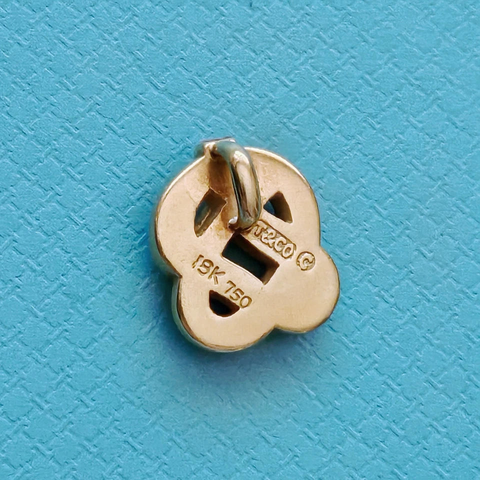 RARE Tiffany & Co. Vintage 18k Yellow Gold Sculpture Knot Moon Stone Pendant