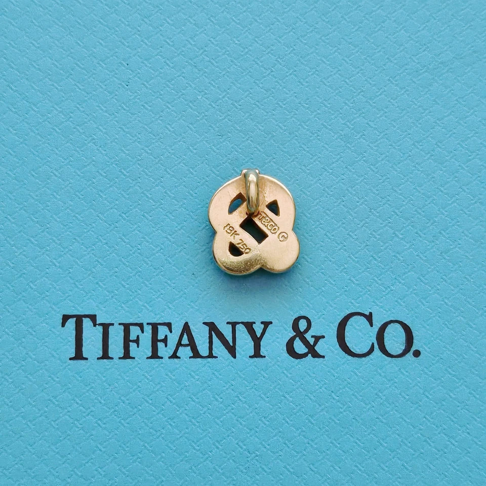 RARE Tiffany & Co. Vintage 18k Yellow Gold Sculpture Knot Moon Stone Pendant
