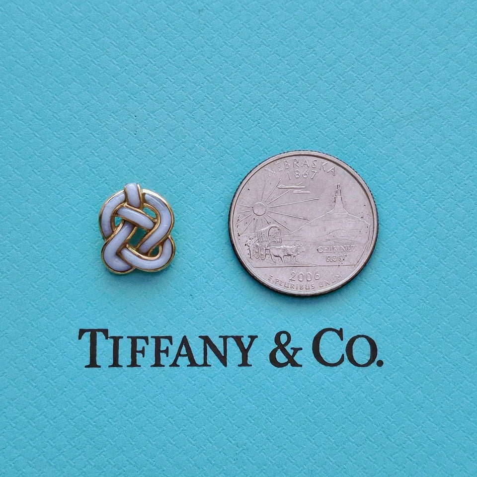 RARE Tiffany & Co. Vintage 18k Yellow Gold Sculpture Knot Moon Stone Pendant