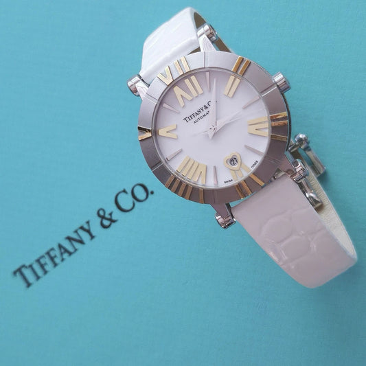 RARE Tiffany & Co. Stainless Steel Ceramic 18k Gold 30mm Atlas Automatic Watch
